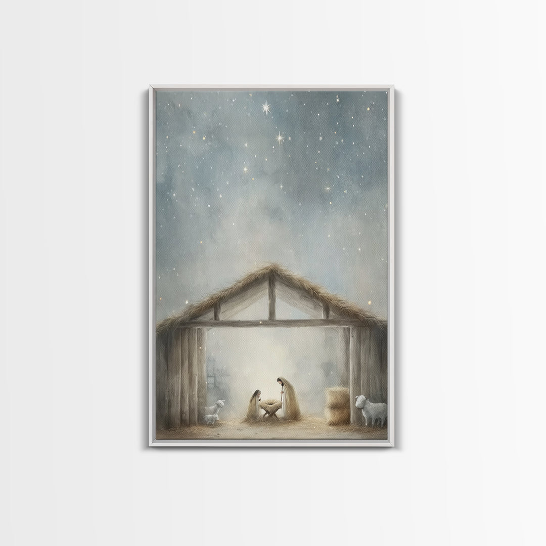 Heaven’s Radiance, Framed Canvas Print, Christian Wall Art, Christian Art Canvas, Christmas Art, Christian Christmas Art, Christian Gift Id