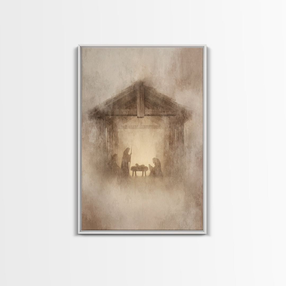 Humble Nativity – Framed Canvas Print – Christian Wall Art – Christian Art Canvas – Christmas Art – Christian Christmas Art – Christian Dec