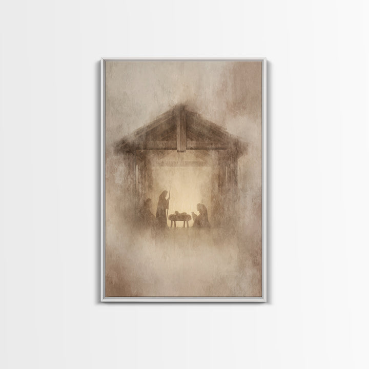 Humble Nativity – Framed Canvas Print – Christian Wall Art – Christian Art Canvas – Christmas Art – Christian Christmas Art – Christian Dec
