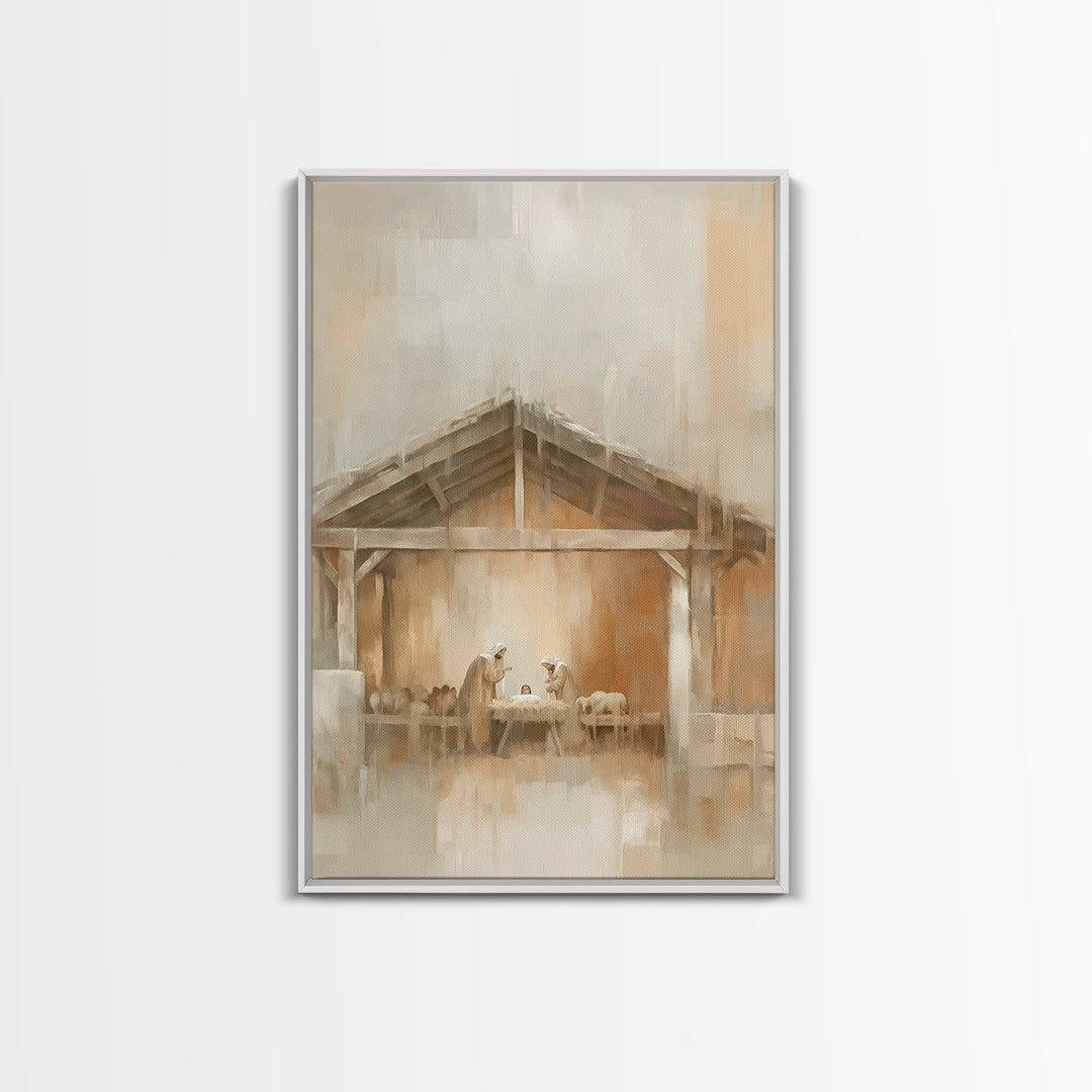 Quiet Manger Light – Framed Canvas Print – Christian Wall Art – Christian Art Canvas – Christmas Art – Christian Christmas Art – Christian