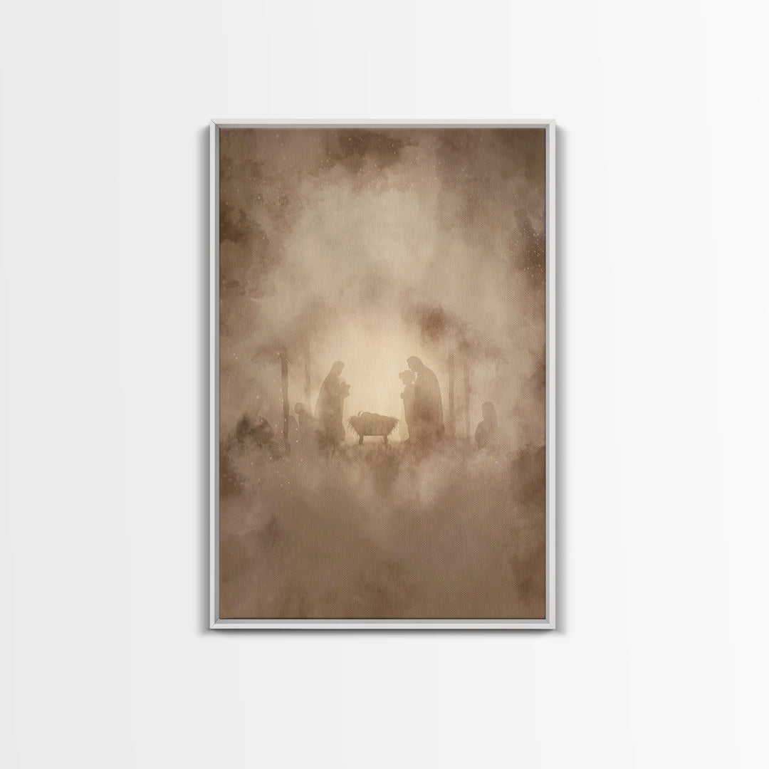 Silent Worship – Framed Canvas Print – Christian Wall Art – Christian Art Canvas – Christmas Art – Christian Christmas Art – Christian Gift
