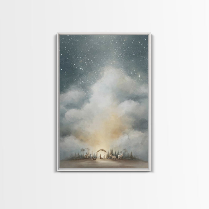 Heavenly Visitation | Framed Canvas Print | Christian Wall Art | Christian Art Canvas | Christmas Art | Christian Christmas Art | Christian