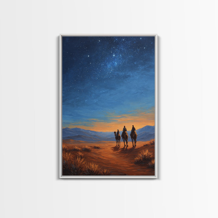 Starry Desert Trail – Framed Canvas Print – Christian Art Canvas – Christmas Art Prints – Christian Christmas Art – Christian Wall Art