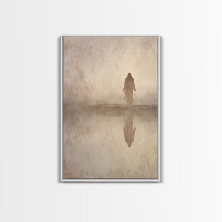 Still Waters Christ – Framed Canvas Print – Christian Wall Art – Christian Art Canvas – Vintage Jesus Painting – Christian Paintings