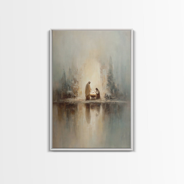 Peaceful Nativity – Framed Canvas Print – Christian Wall Art – Christian Art Canvas – Christmas Art – Christian Christmas Art – Christian D