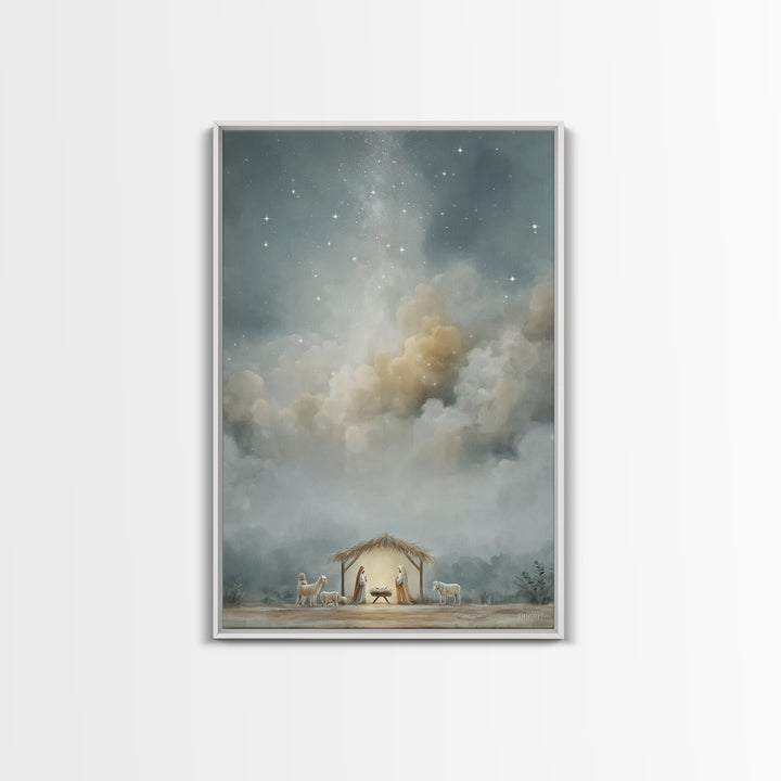 Starfilled Midnight, Framed Canvas Print, Christian Wall Art, Christian Art Canvas, Christmas Art, Christian Christmas Art, Christian Decor