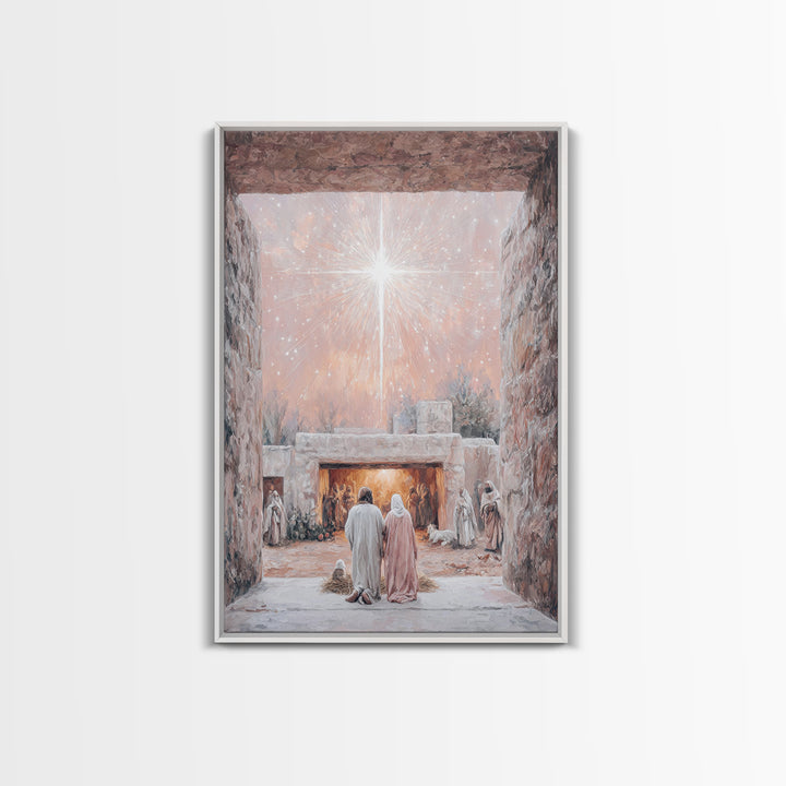 Celestial Nativity, Framed Canvas Print, Christian Wall Art, Christian Art Canvas, Christmas Art, Christian Christmas Art, Christian Decora