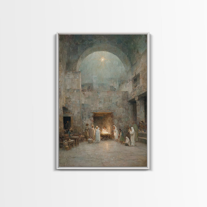 Holy Night Promise | Framed Canvas Print | Christian Wall Art | Christmas Art Prints | Jesus Christmas Art | Christian Art Canvas | Vintage
