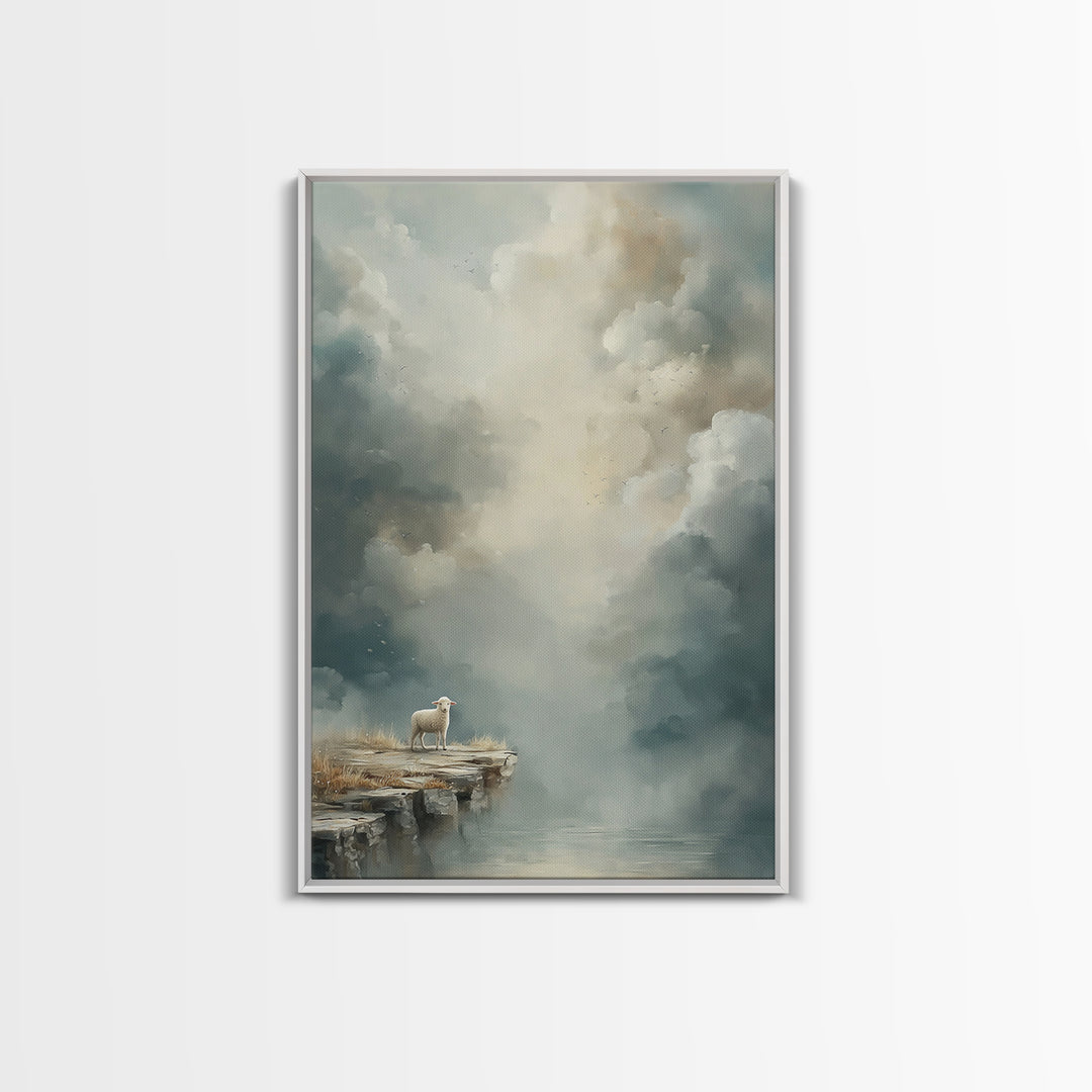 Heavenly Stillness, Framed Canvas Print, Christian Wall Art, Christian Art Canvas, Subtle Christian Art, Modern Christian Painting, Christi