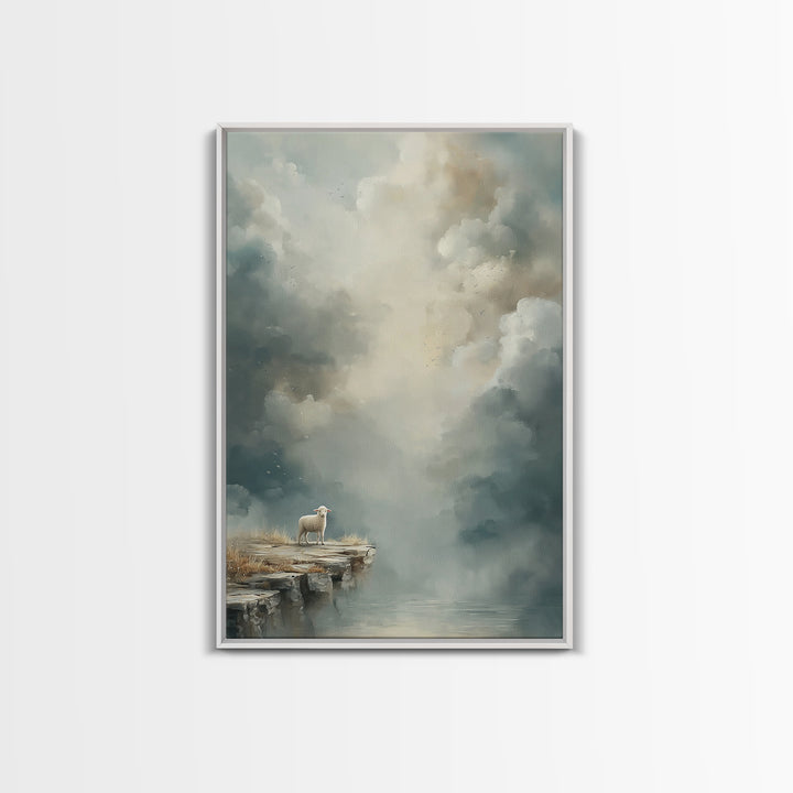 Heavenly Stillness, Framed Canvas Print, Christian Wall Art, Christian Art Canvas, Subtle Christian Art, Modern Christian Painting, Christi