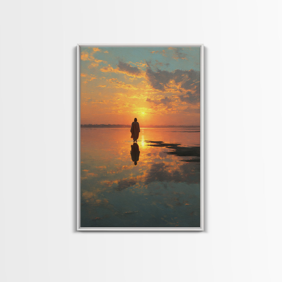 Sunset Messiah – Framed Canvas Print – Christian Wall Art – Christian Art Canvas – Large Jesus Painting – Christian Painting – Christian Ar