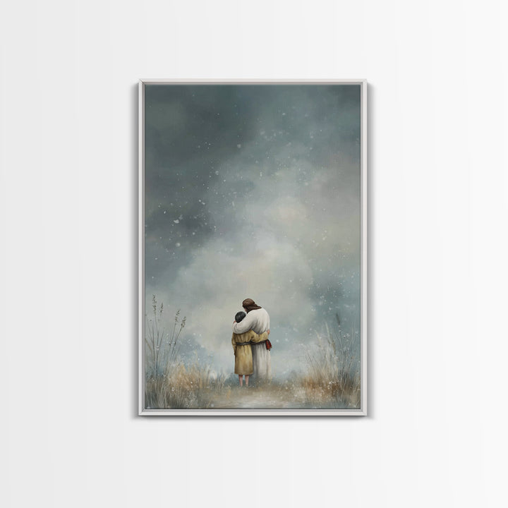 Snowfall Comfort, Framed Canvas Print, Christian Wall Art, Christian Art Canvas, Christian Paintings, Christian Art Gift, Subtle Christian