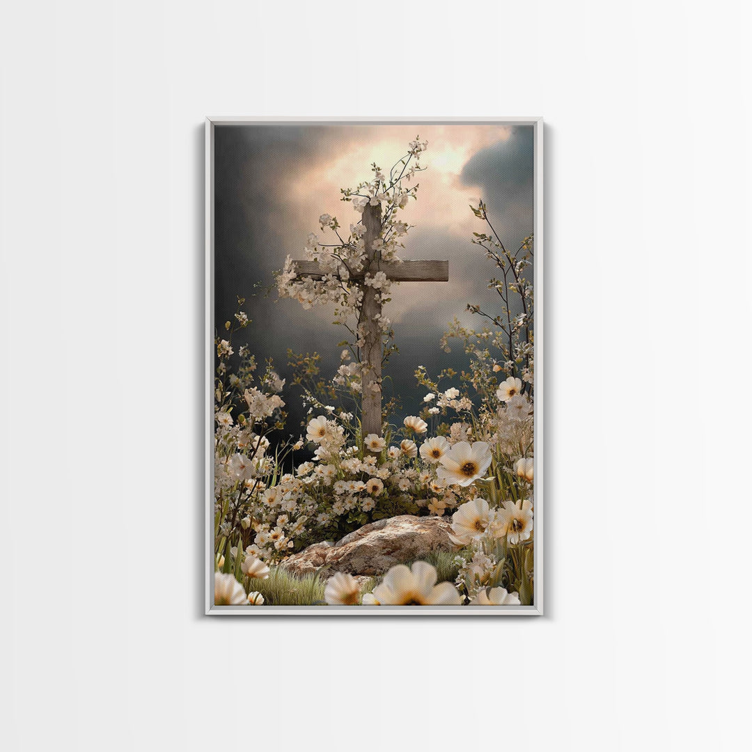 Blossoms Of Grace - Framed Canvas Print - Christian Wall Art - Christian Art Canvas - Jesus Painting - Christian Decor - Christian Gift