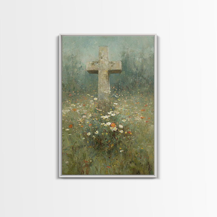 Field Of Mercy - Framed Canvas Print - Christian Art Print - Vintage Christian Art - Christian Wall Art - Christian Painting - Christian Ho