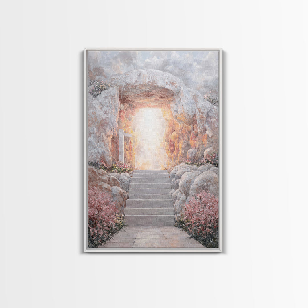 Stairway To Light - Framed Canvas Print - Christian Wall Art - Christian Art Painting - Large Christian Art - Christian Canvas Art - Christ