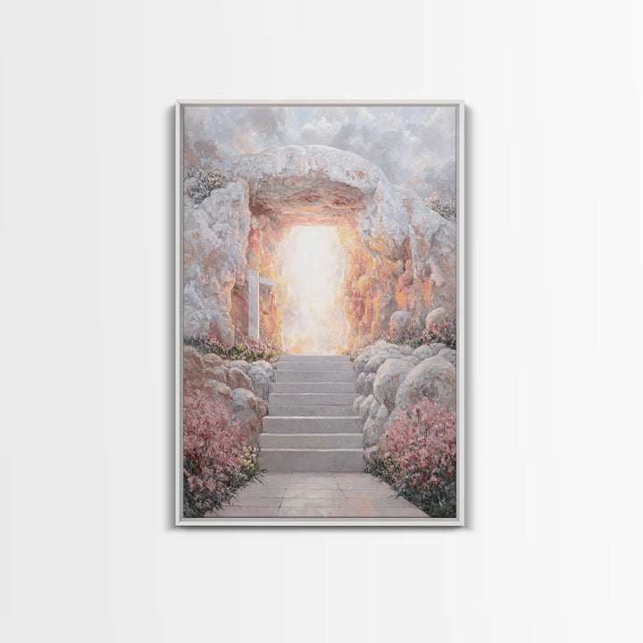 Stairway To Light - Framed Canvas Print - Christian Wall Art - Christian Art Painting - Large Christian Art - Christian Canvas Art - Christ