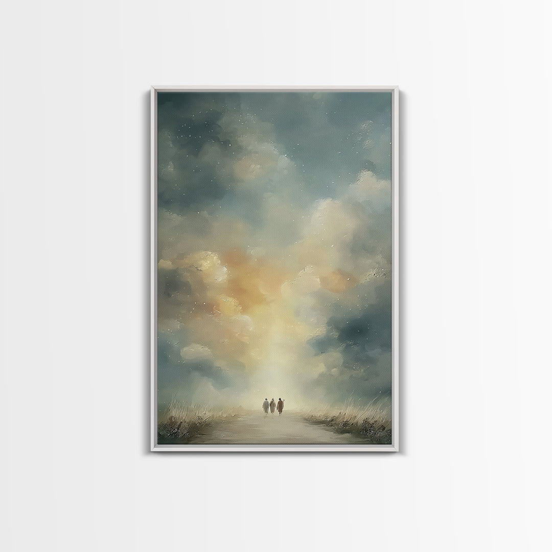 Heavenly Walk Light – Framed Canvas Print – Christian Wall Art – Jesus Painting – Christian Art Canvas – Christian Christmas Art
