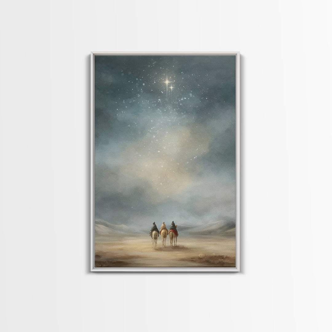 Starry Distant Journey – Framed Canvas Print – Christian Wall Art – Christian Art Canvas – Christmas Art Prints – Christian Christmas Art –