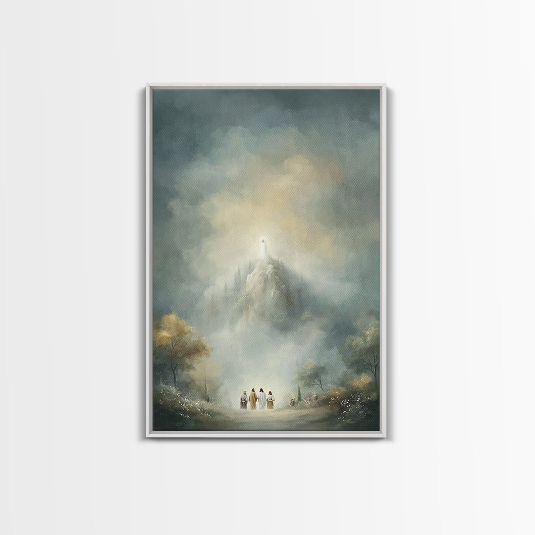Mountain Glory Light, Framed Canvas Print, Christian Wall Art, Christian Art Canvas, Jesus Painting, Modern Christian Art, Christian Gift I