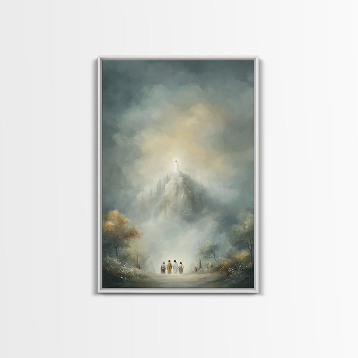 Mountain Glory Light, Framed Canvas Print, Christian Wall Art, Christian Art Canvas, Jesus Painting, Modern Christian Art, Christian Gift I