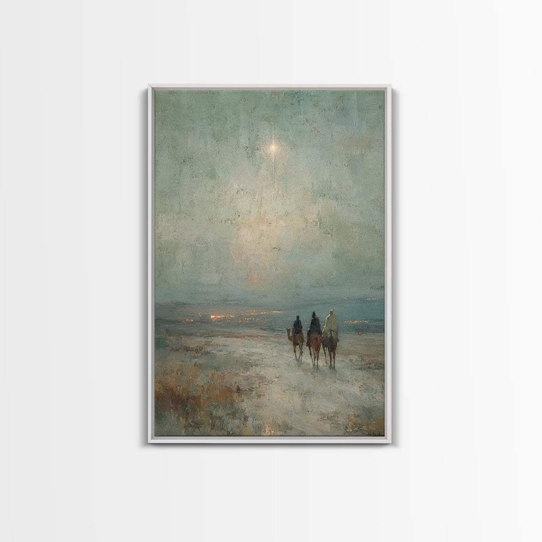 Night Caravan – Framed Canvas Print – Jesus Painting – Christian Wall Art – Christian Christmas Art – Christian Art Canvas