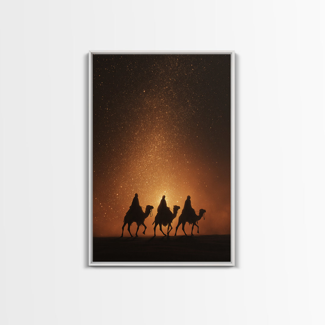 Golden Heavens – Framed Canvas Print – Christian Art Canvas – Christian Wall Art – Christian Christmas Art – Jesus Painting