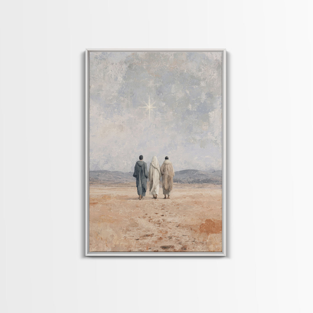 Guiding Star – Framed Canvas Print – Jesus Painting – Christian Christmas Art – Christian Art Canvas – Christian Wall Art – Christmas Art