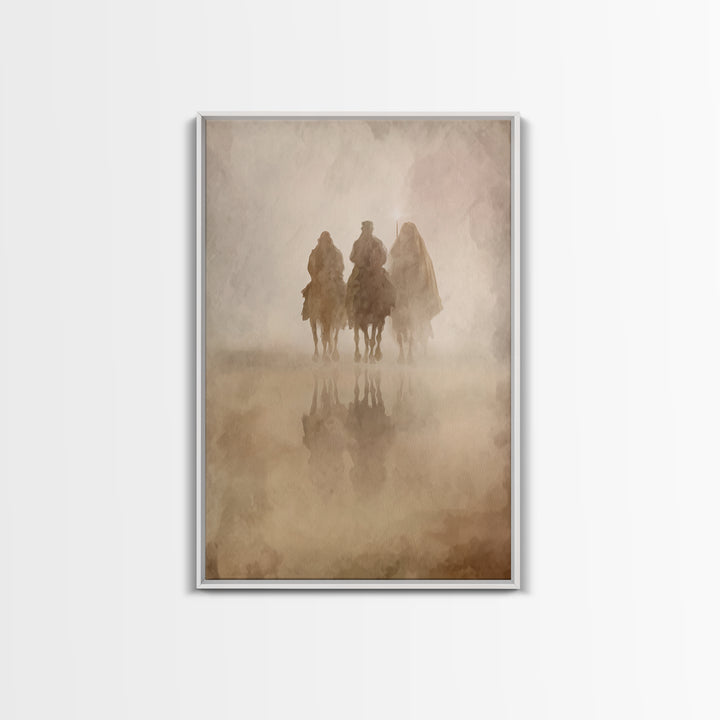 Misty Caravan – Framed Canvas Print – Christian Wall Art – Christian Art Canvas – Christian Christmas Art – Christmas Art – Jesus Painting
