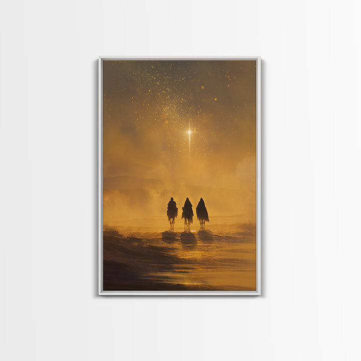 Golden Starpath – Framed Canvas Print – Christian Christmas Art – Christian Art Canvas – Jesus Painting – Christian Wall Art – Christmas Ar