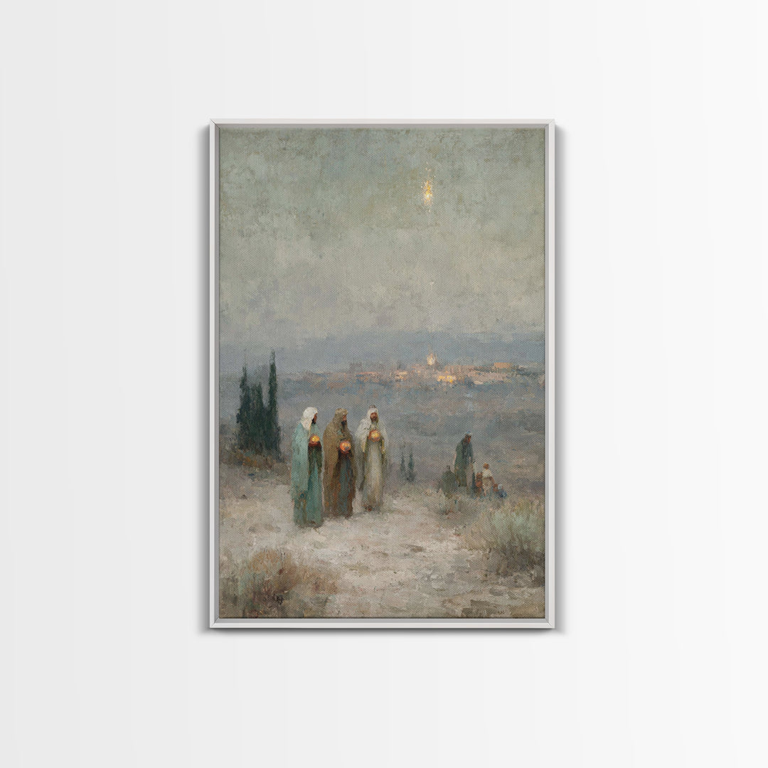 Pilgrims United – Framed Canvas Print – Christian Art Canvas – Christian Christmas Art – Christian Wall Art – Jesus Painting – Christmas Ar