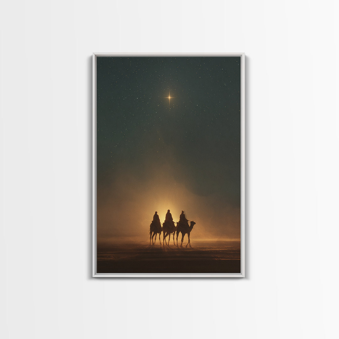 Desert Star Journey – Framed Canvas Print – Christian Art Canvas – Christian Christmas Art – Christmas Wall Art – Christian Decor – Christm