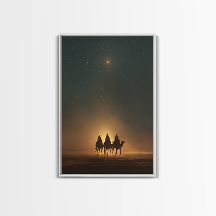 Desert Star Journey – Framed Canvas Print – Christian Art Canvas – Christian Christmas Art – Christmas Wall Art – Christian Decor – Christm