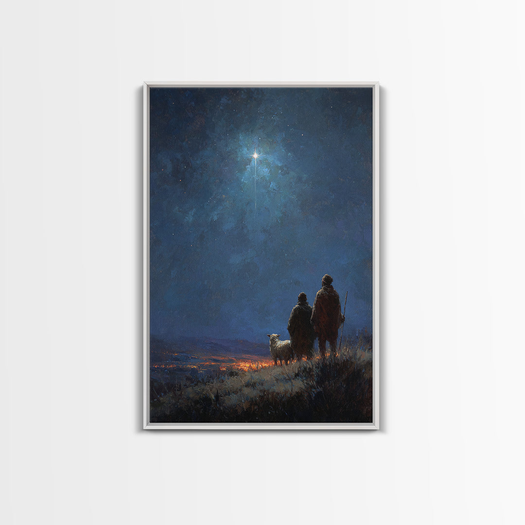Night Watch Star – Framed Canvas Print – Christian Christmas Art – Christian Wall Art – Christian Art Canvas – Christmas Art – Christian De