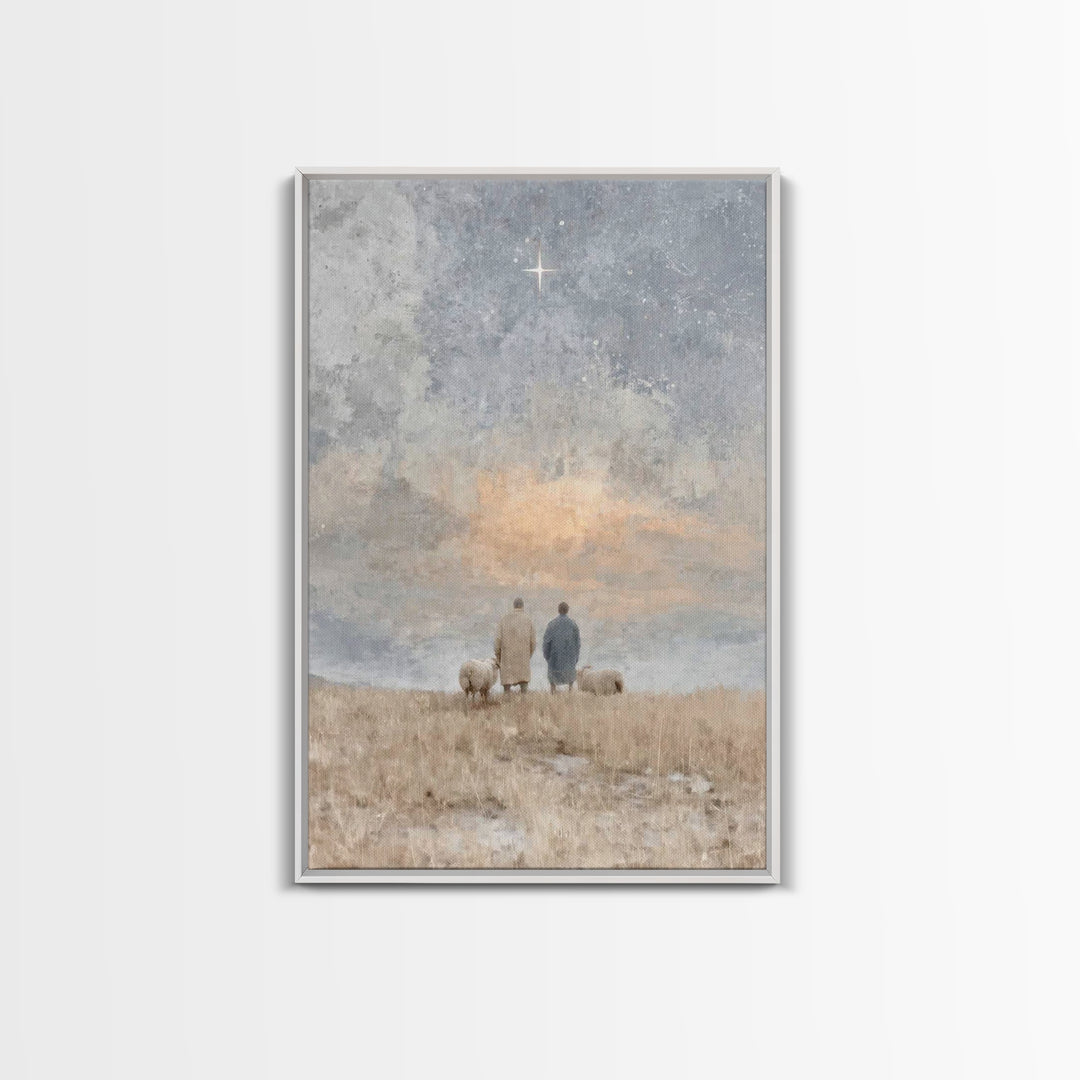 Silent Star Keepers – Framed Canvas Print – Christian Wall Art – Christian Decorations – Christian Art Canvas – Christmas Art – Christian C