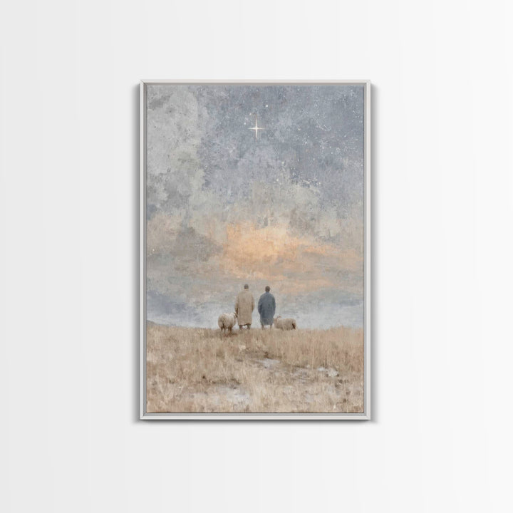 Silent Star Keepers – Framed Canvas Print – Christian Wall Art – Christian Decorations – Christian Art Canvas – Christmas Art – Christian C