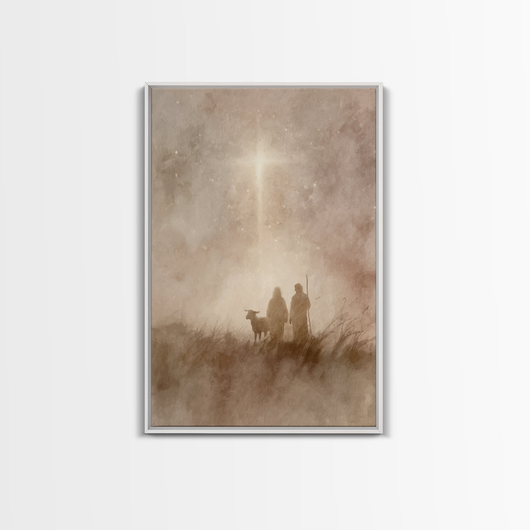 Shepherds At Dawn – Framed Canvas Print – Christian Art Canvas – Christian Christmas Art – Christian Art – Christian Wall Art – Christmas A