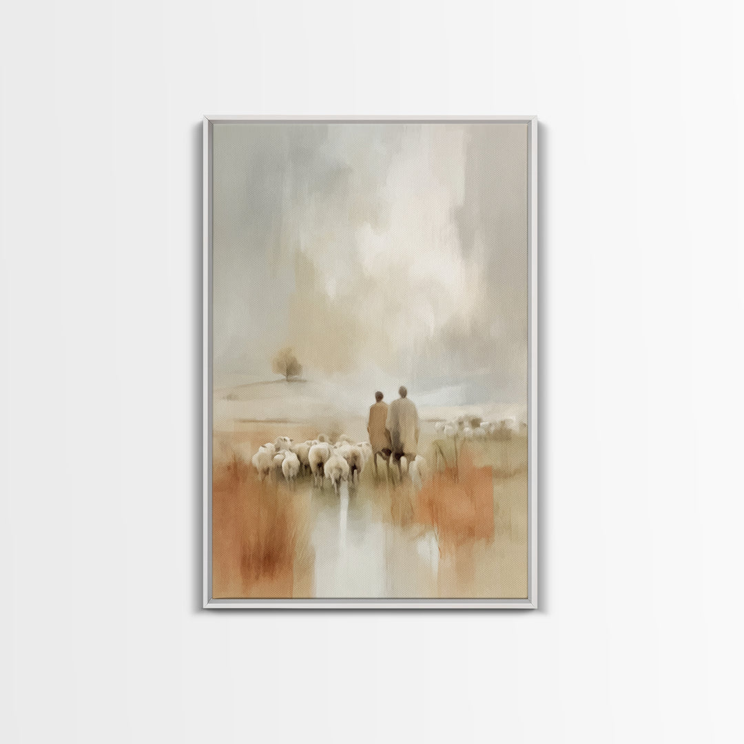 Pasture of Promise – Framed Canvas Print – Christian Wall Art – Christian Art Canvas – Christmas Art – Christian Christmas Decor – Christia