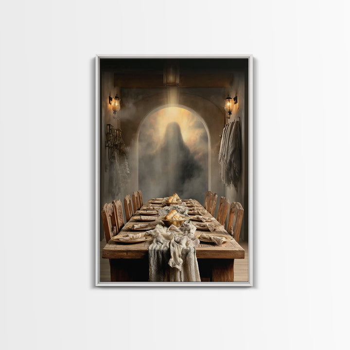 Eternal Supper Blue, Framed Canvas Print, Christian Wall Art, Christian Art Canvas, Modern Christian Art, Jesus Painting, Christian Gift, C