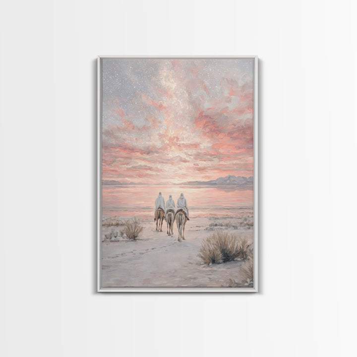 Desert Morning Light, Framed Canvas Print, Christian Art Canvas, Christmas Wall Art, Christian Christmas Decor, Modern Christian Art, Jesus