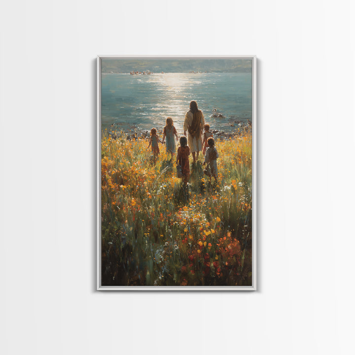 Light Of The Shore – Framed Canvas Print – Jesus Painting – Christian Wall Art – Large Christian Art – Christian Art Canvas – Christian Chr
