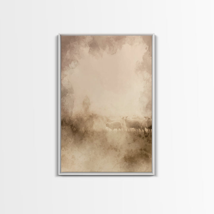 Pasture Morning – Framed Canvas Print – Christian Painting – Jesus Painting – Christian Wall Art – Christian Art Canvas – Moody Christian A