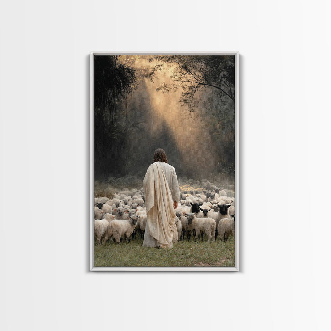 Dawn Of The Shepherd – Framed Canvas Print – Christian Wall Art – Jesus Painting – Christian Art Canvas – Christian Art – Moody Christian A