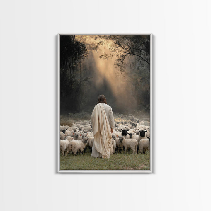 Dawn Of The Shepherd – Framed Canvas Print – Christian Wall Art – Jesus Painting – Christian Art Canvas – Christian Art – Moody Christian A