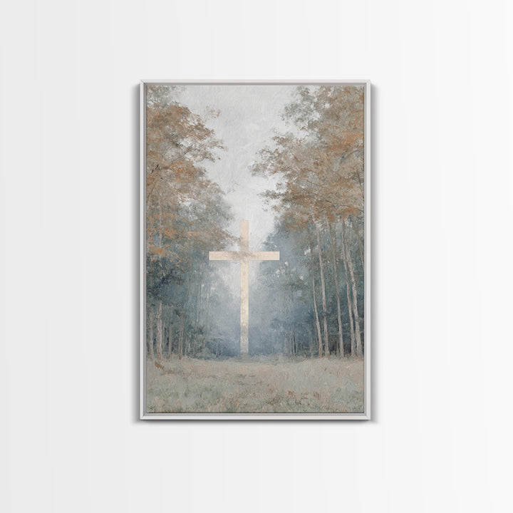 Stillness Of The Cross – Framed Canvas Print – Christian Painting – Christian Art Canvas – Christian Wall Art – Subtle Christian Art – Chri