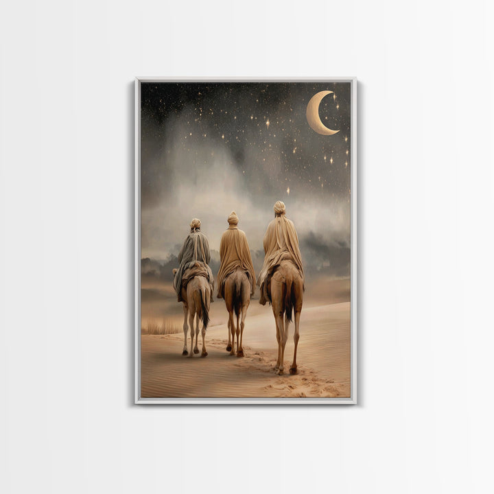Nightfall Pilgrimage – Framed Canvas Print – Christian Art – Christian Wall Art – Christmas Art Prints – Christian Christmas Art – Christia