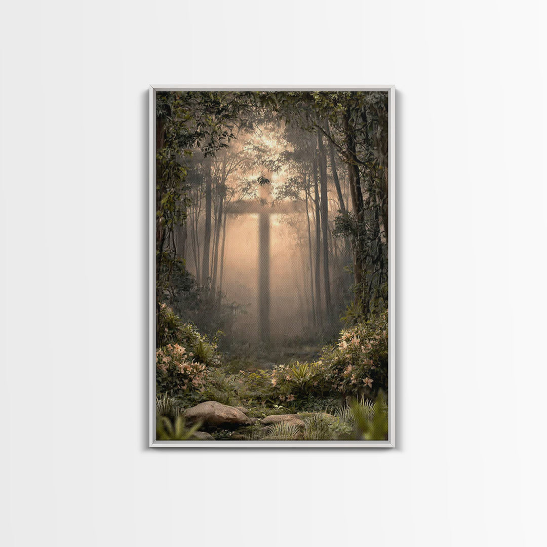 Forest Sanctuary – Framed Canvas Print – Christian Wall Art – Moody Christian Art – Christian Art Canvas – Christian Painting – Unique Chri