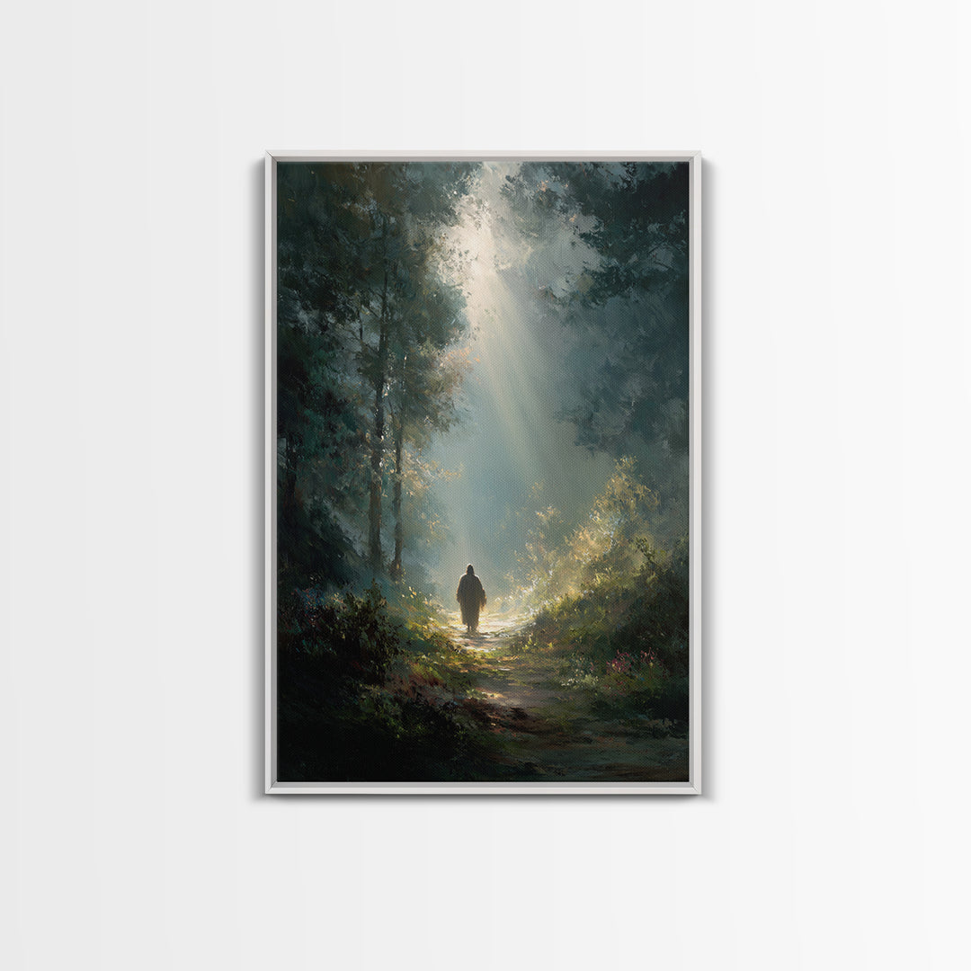 Dawn Of Peace – Framed Canvas Print – Christian Art Canvas – Christian Wall Art – Jesus Painting – Modern Christian Painting – Moody Christ
