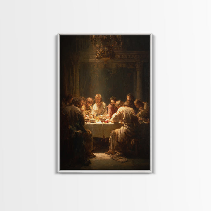 Last Supper Grace – Framed Canvas Print – Christian Wall Art – Christian Art Canvas – Large Jesus Painting – Moody Christian Art – Christia