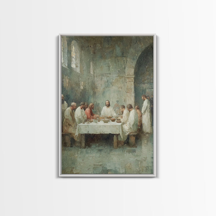 Table Of Fellowship – Framed Canvas Print – Christian Wall Art – Subtle Christian Art – Jesus Painting – Christian Art Canvas – Vintage Chr