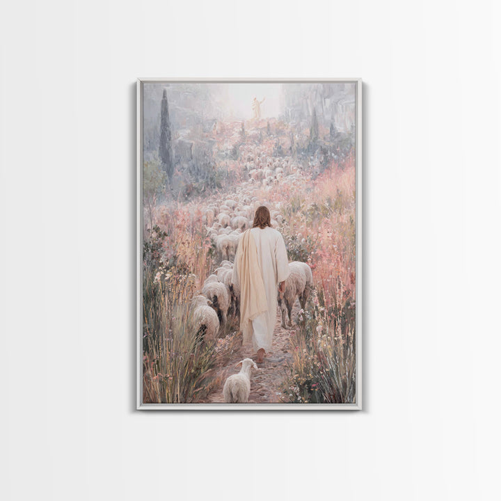Path Of Mercy – Framed Canvas Print – Christian Wall Art – Jesus Painting – Christian Art Canvas – Pastoral Scenery – Christian Christmas A